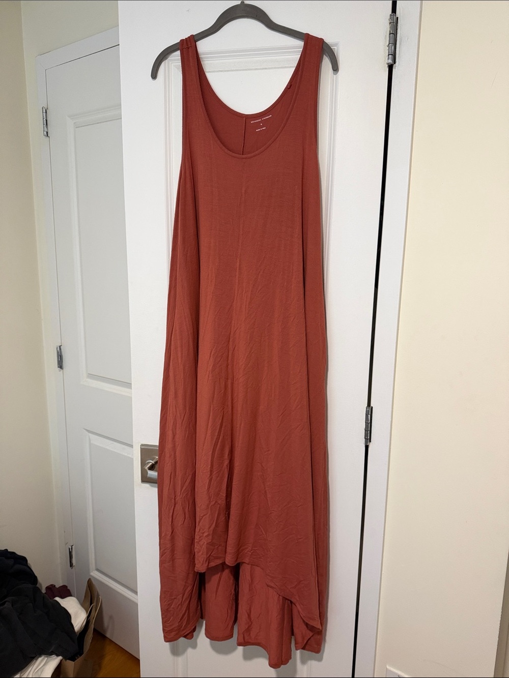 Universal Standard Sleeveless High-Low Maxi Dress in Rust